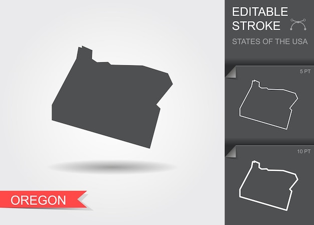 Stylized map of the US state of Oregon vector illustration