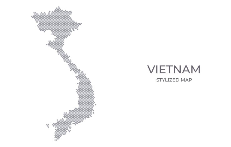 Vector stylized map of the vietnam made from hexagons