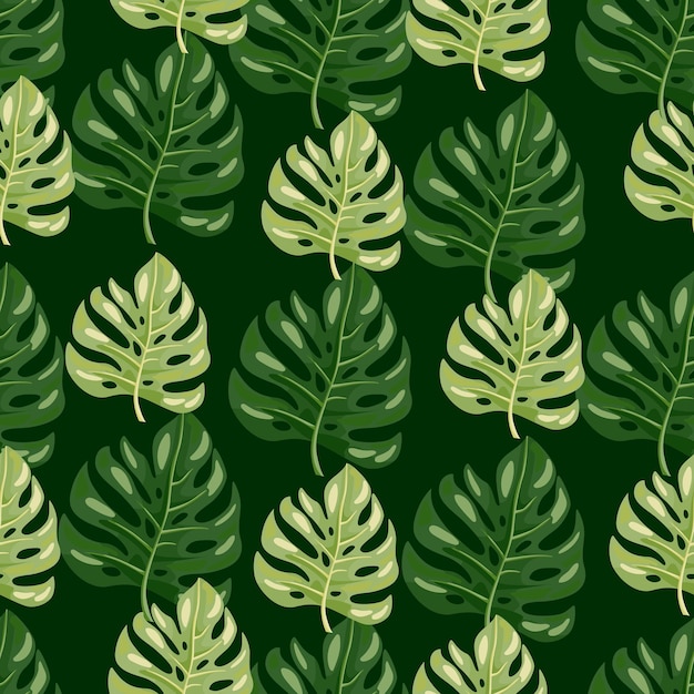 Stylized monstera leaves seamless pattern Leaf background Hawaiian rainforest floral backdrop Exotic jungle plants endless wallpaper V