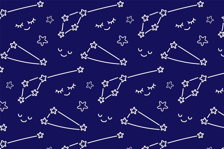 Vector stylized night sky seamless pattern constellation seamless doodle pattern with cute stars