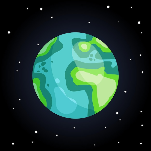 Immagine vettoriale del fumetto isolato pianeta terra stilizzato immagine del logo astronomico icona glifo multimediale