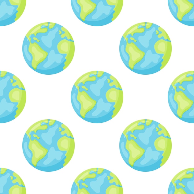 Vector stylized planets earth abstract seamless space pattern background