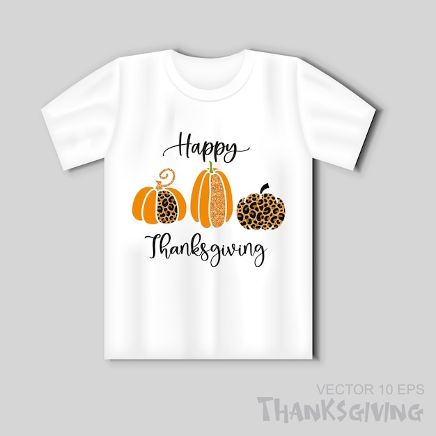 Вектор Стилизованные тыквы с модным гламурным принтом и надписью happy thanksgiving