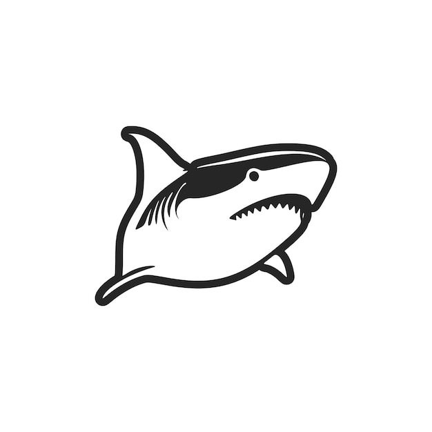 A stylized shark logo for your brand featuring black and white hues