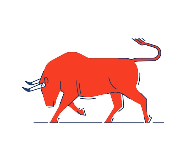 Stylized silhouette of the butting up bull