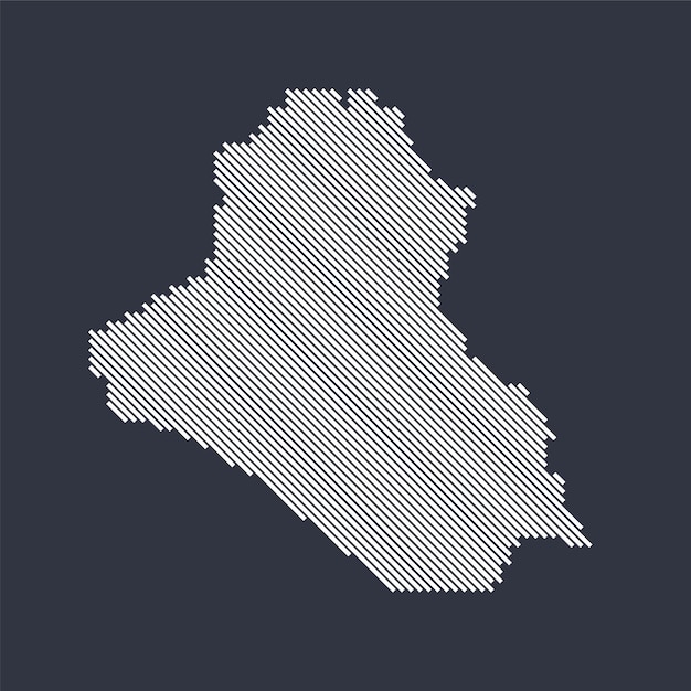 Stylized simple diagonal line map of iraq