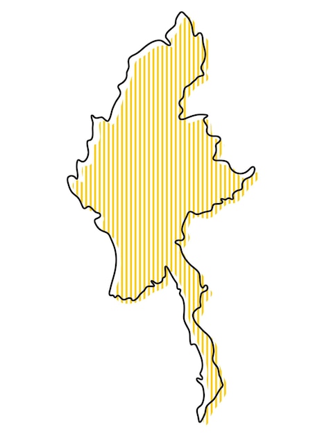 Stylized simple outline map of Burma icon