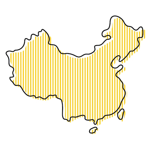 Stylized simple outline map of China icon