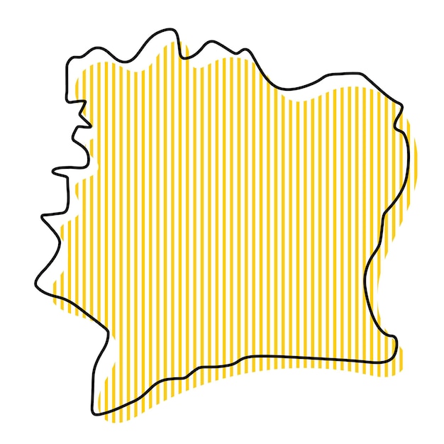 Stylized simple outline map of Cote d'ivoire icon