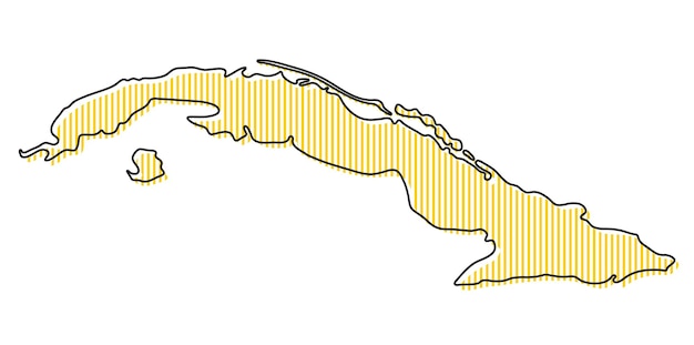 Stylized simple outline map of Cuba icon