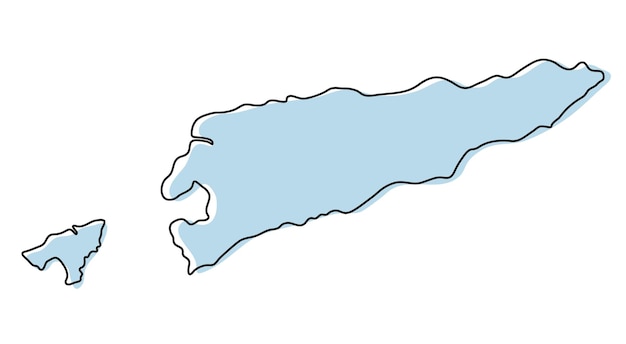 Stylized simple outline map of east timor icon. blue sketch map of east timor vector illustration