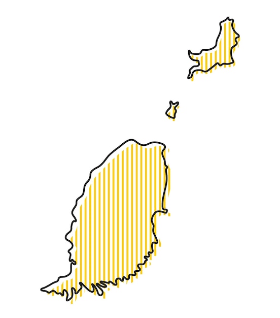 그레나다 아이콘의 양식된 간단한 개요 지도