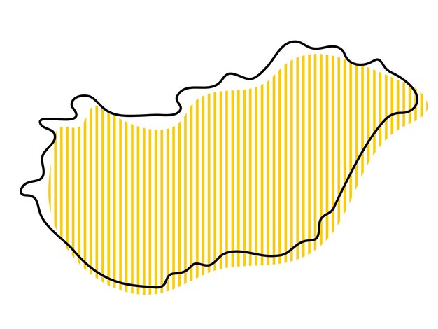 Stylized simple outline map of Hungary icon