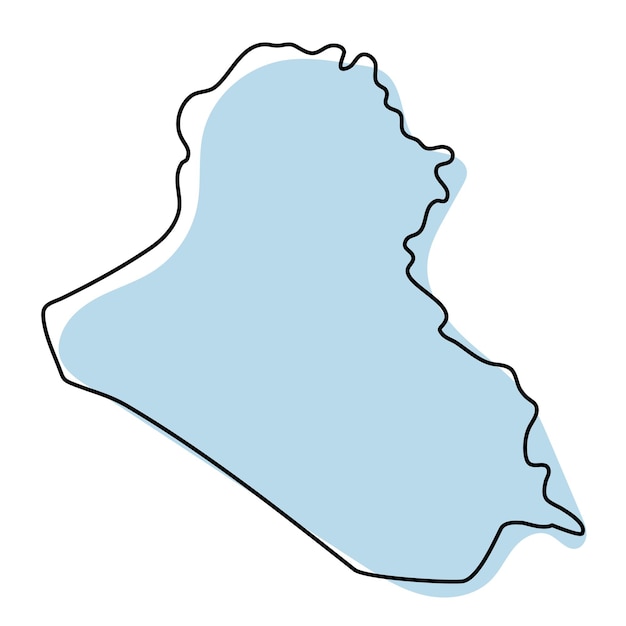 Stylized simple outline map of iraq icon. blue sketch map of iraq vector illustration