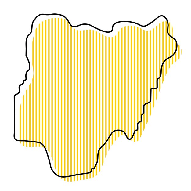 Stylized simple outline map of Nigeria icon