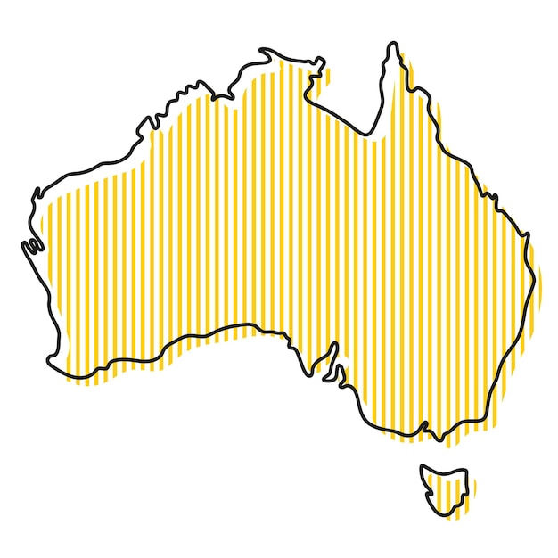 호주 아이콘의 양식된 간단한 개요 지도