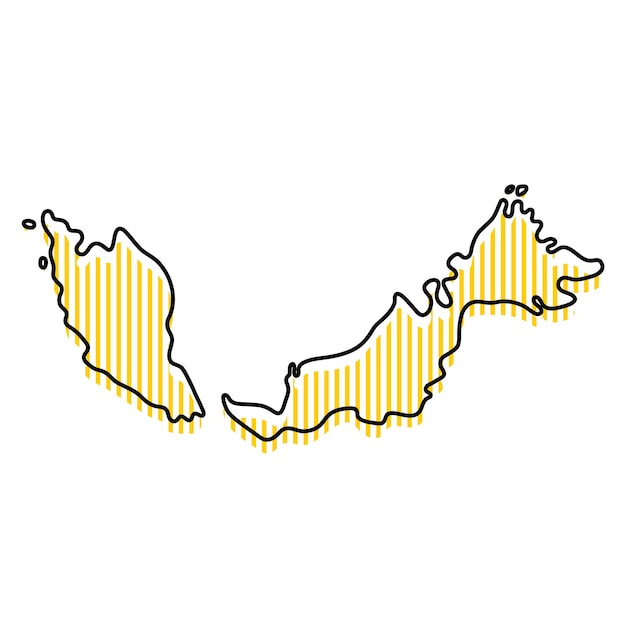 マレーシアのアイコンの様式化されたシンプルな白地図