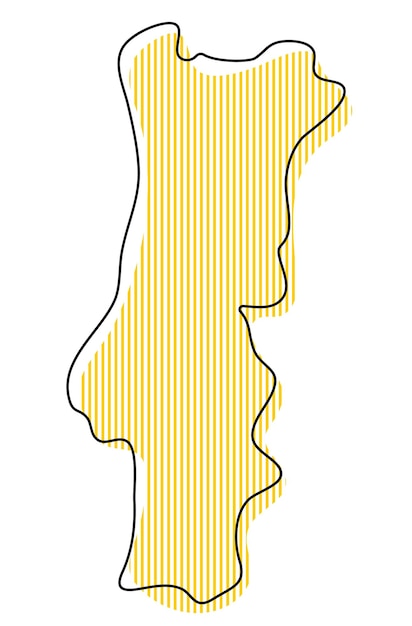 ポルトガルのアイコンの様式化されたシンプルな白地図