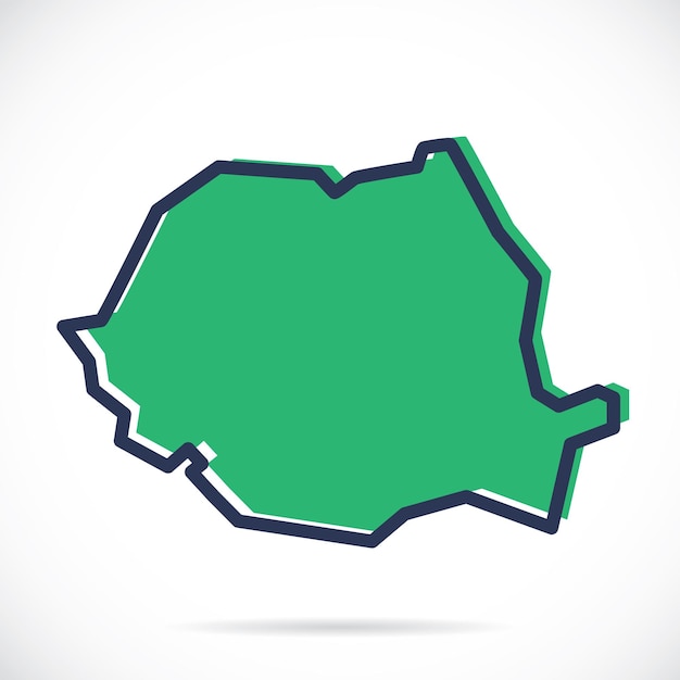 Vector stylized simple outline map of romania