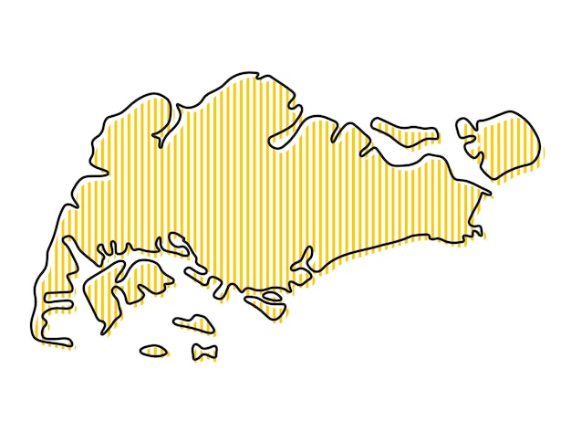 Stylized simple outline map of Singapore icon