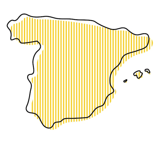 Stylized simple outline map of Spain icon