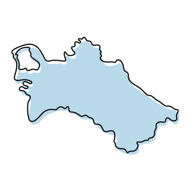 वेक्टर stylized simple outline map of turkmenistan icon. blue sketch map of turkmenistan vector illustration