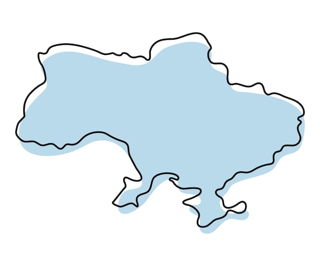 Vector stylized simple outline map of ukraine icon. blue sketch map of ukraine vector illustration