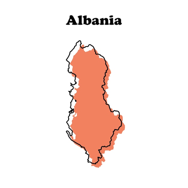 Stylized simple red outline map of Albania