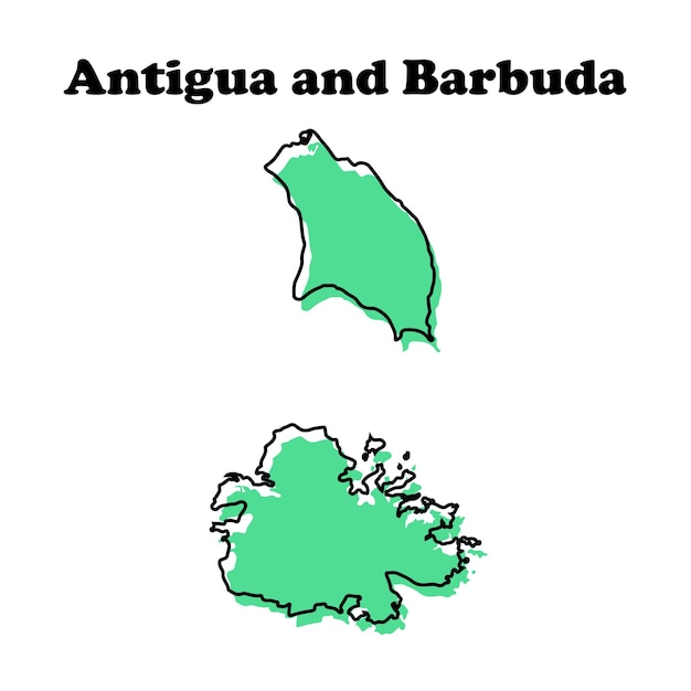 Vector stylized simple red outline map of antigua and barbuda