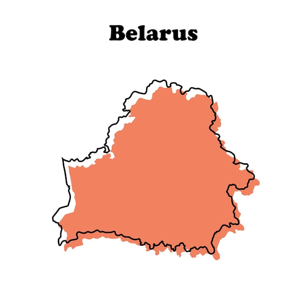 Stylized simple red outline map of Belarus