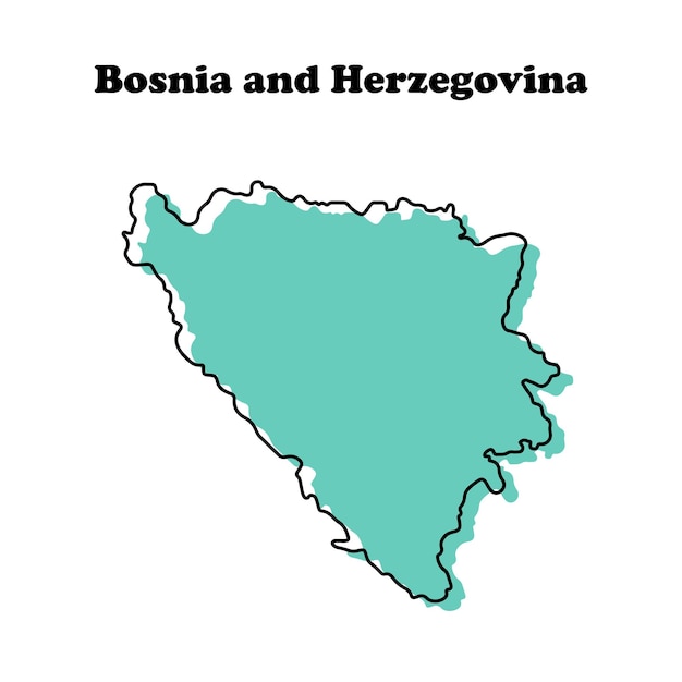 Stylized simple red outline map of Bosnia and Herzegovina