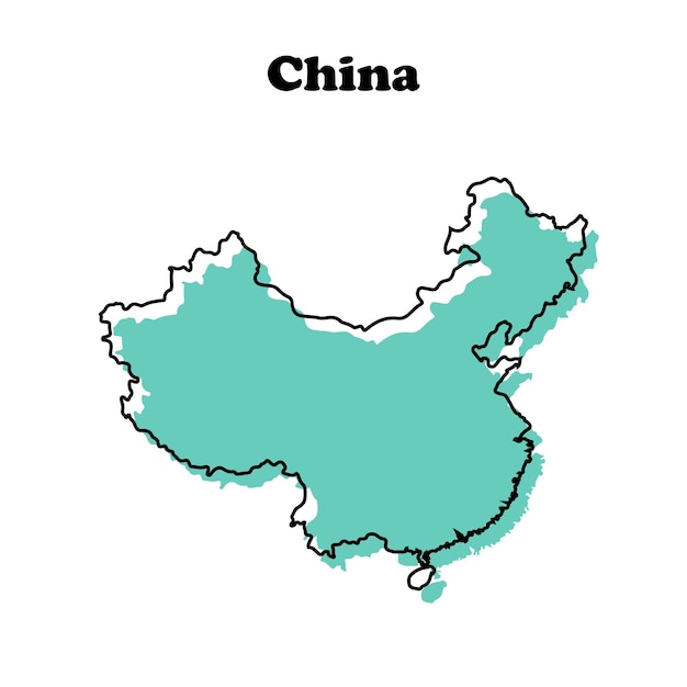 Vector stylized simple red outline map of china