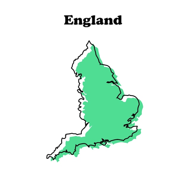 Vector stylized simple red outline map of england