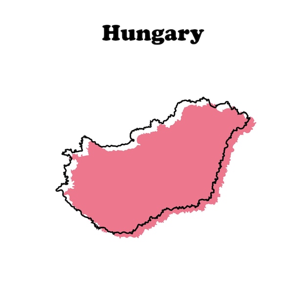 Vector stylized simple red outline map of hungary