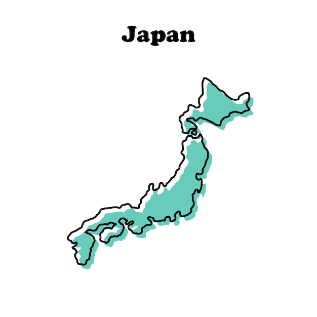 Stylized simple red outline map of Japan