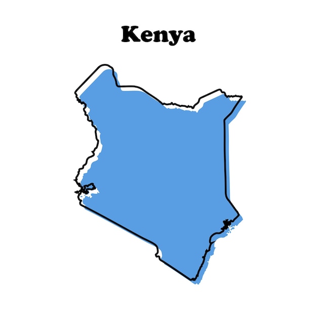 Vector stylized simple red outline map of kenya