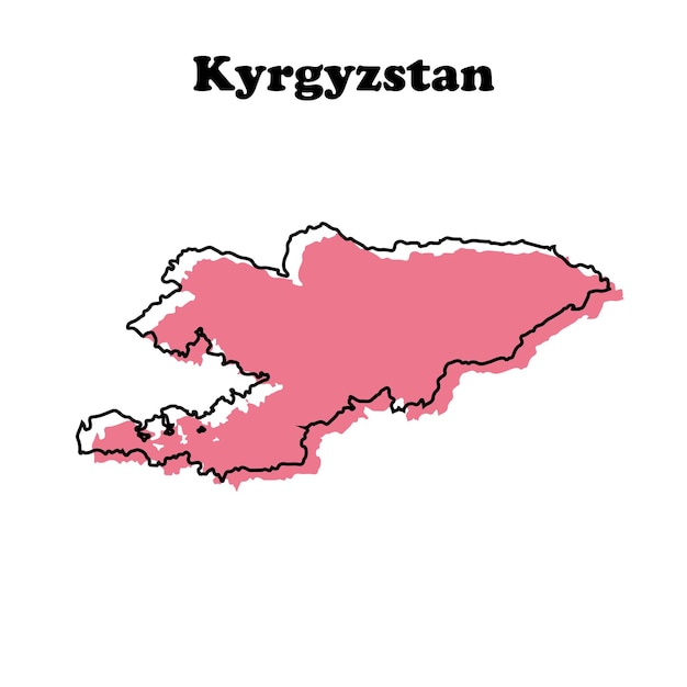 Stylized simple red outline map of kyrgyzstan
