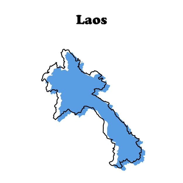 Vector stylized simple red outline map of laos