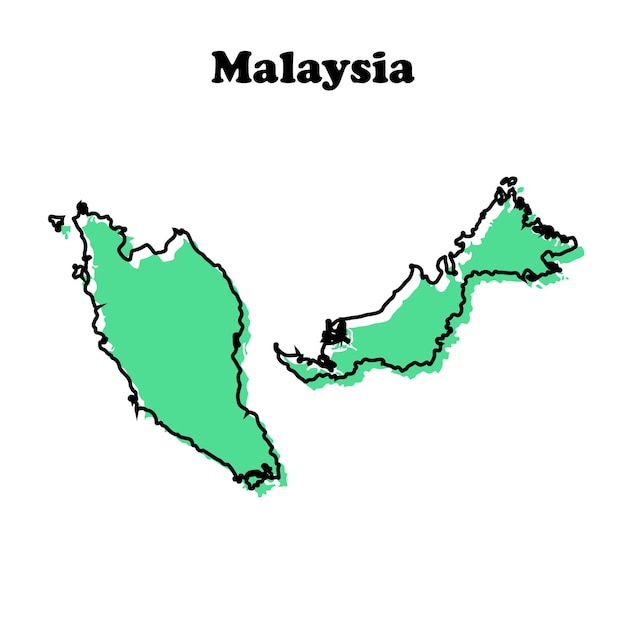 Vector stylized simple red outline map of malaysia