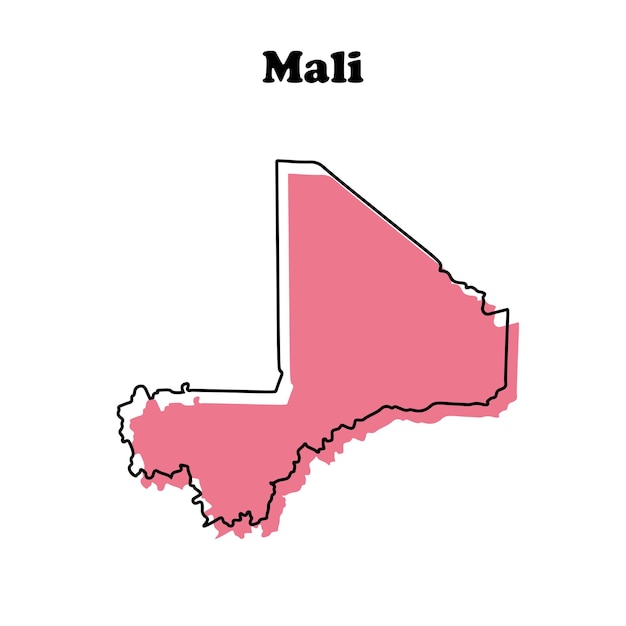 Stylized simple red outline map of Mali