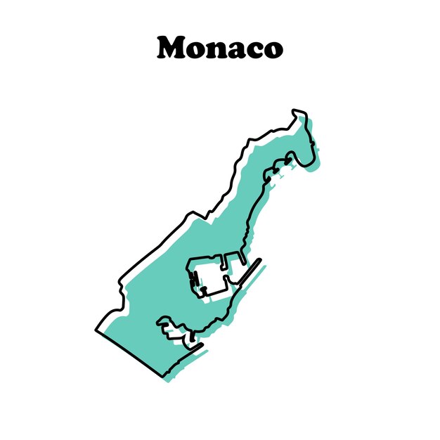 Vector stylized simple red outline map of monaco