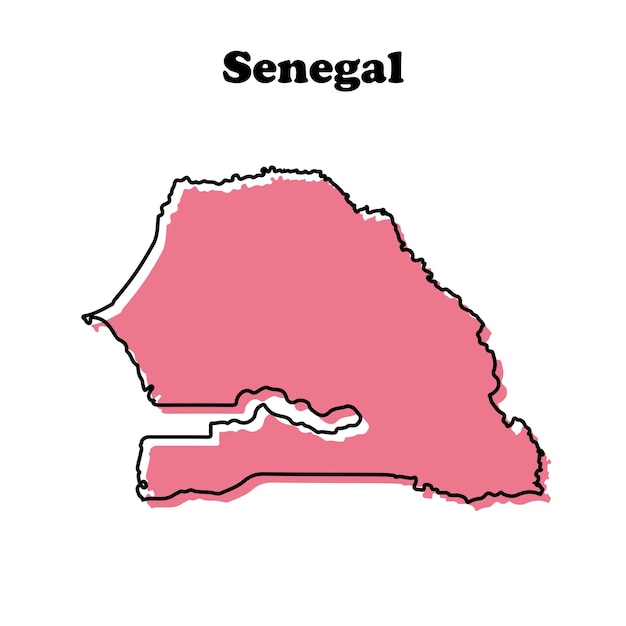 Stylized simple red outline map of Senegal