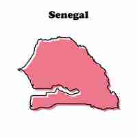 Vector stylized simple red outline map of senegal