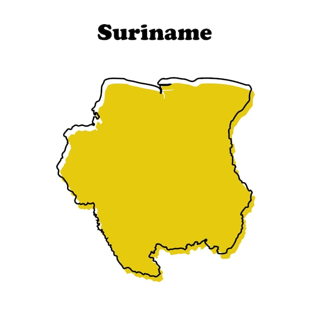 Stylized simple red outline map of Suriname