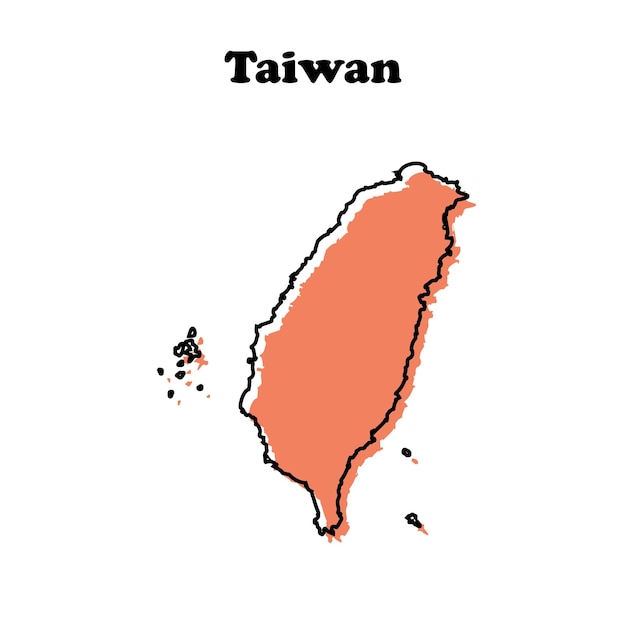 Vector stylized simple red outline map of taiwan