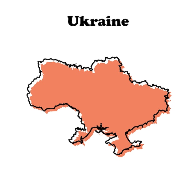 Stylized simple red outline map of Ukraine