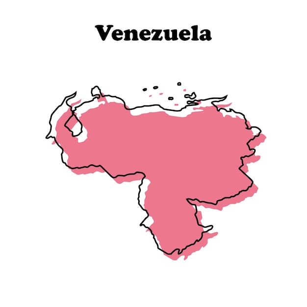 Stylized simple red outline map of Venezuela