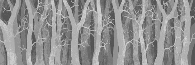Вектор Стилизованные деревья, черно-белый векторный баннер, векторная иллюстрация