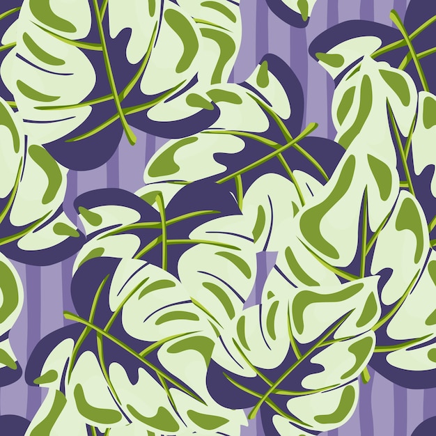 Stylized tropical leaves seamless pattern decorative leaf background