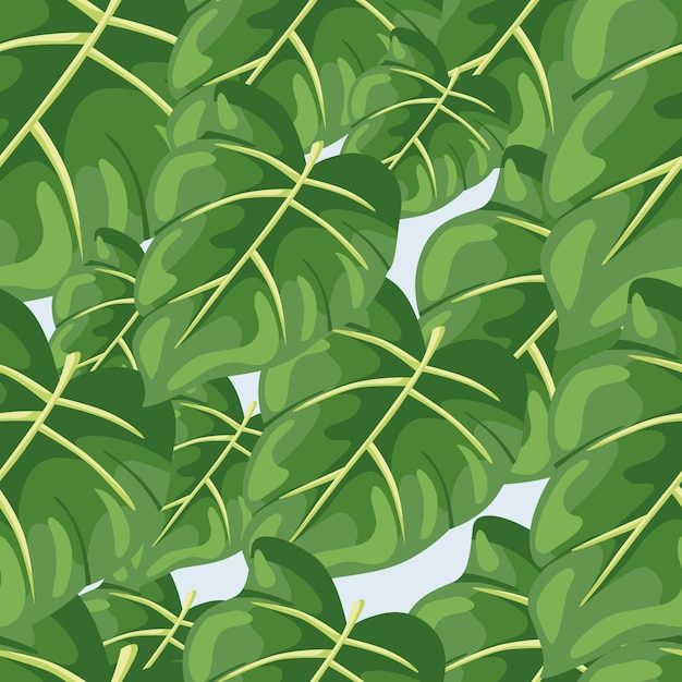 Stylized tropical leaves seamless pattern decorative leaf background